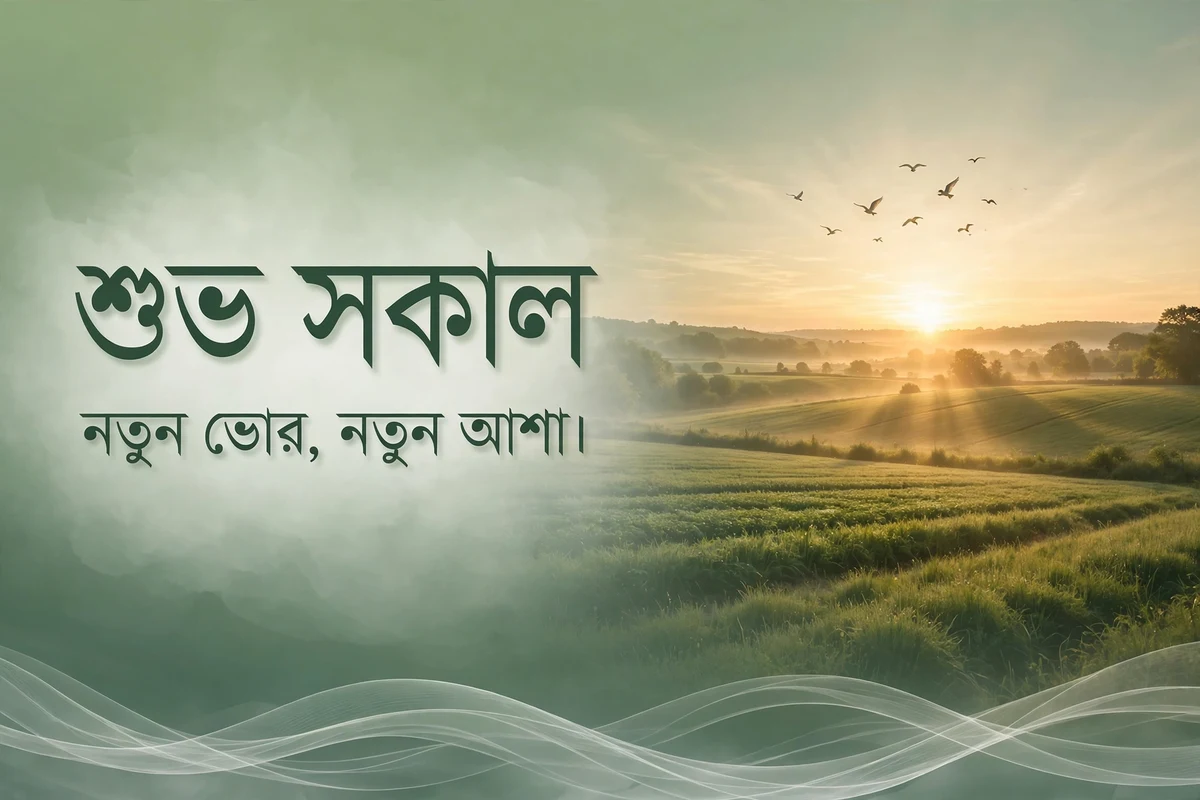 Good Morning Blessings in Bengali with sunrise