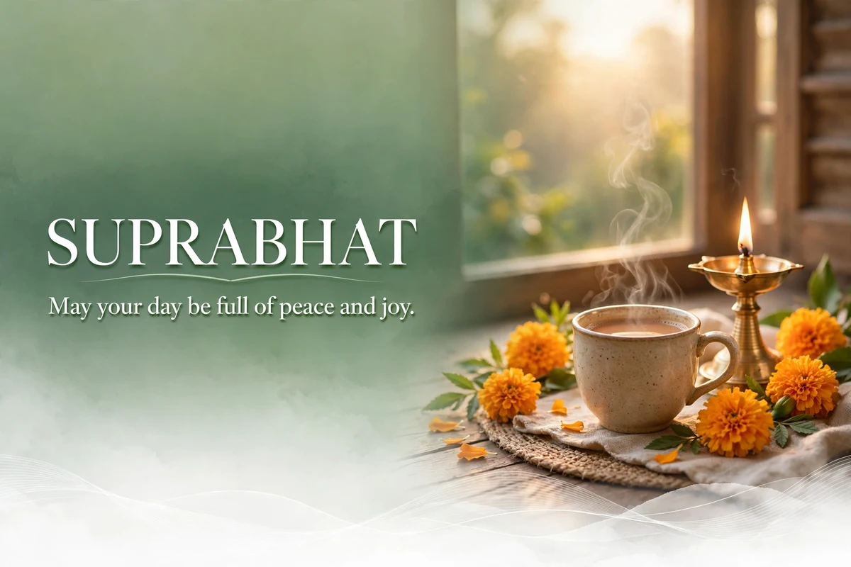 Good morning blessings in Hindi, suprabhat, with a morning blessing line in Hindi