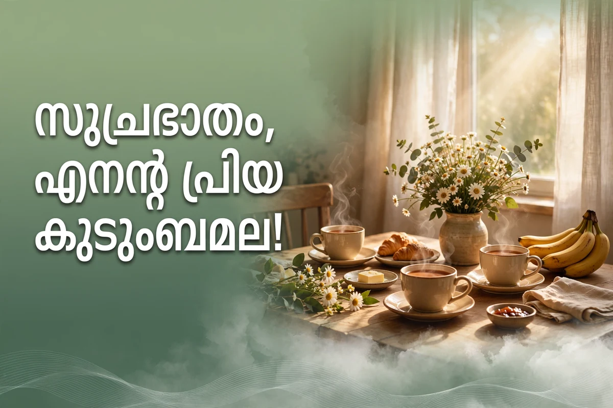 Good Morning Blessings in Malayalam for Family at a warm breakfast table